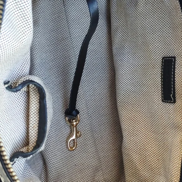 Dooney & Bourke Classic Cream Signature Canvas and Black Leather Baguette Bag - Picture 14 of 17